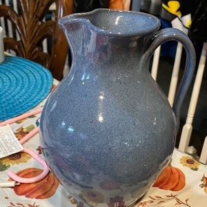 Artisan Ceramic Pitcher in Deep Blue